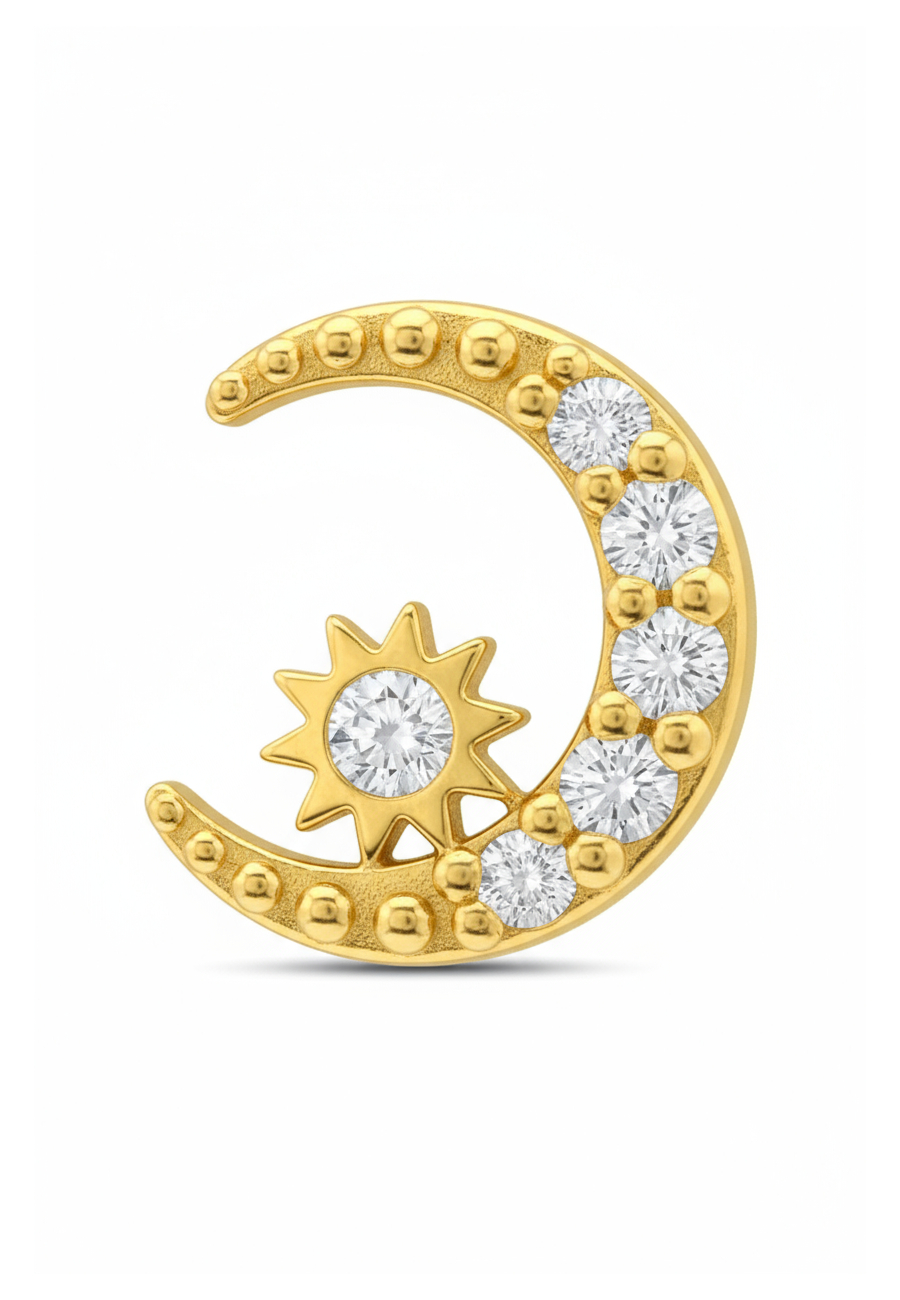 Puces d'Oreilles Lune en Argent avec Zircone Cubique