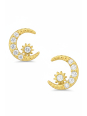 Silver Moon Ear Studs with Cubic Zirconia