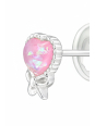 Kinder-Ohrstecker Silber-Herz mit Imitiertem Opal