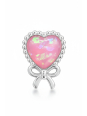 Children's Silver Heart Ear Studs with Imitation Opal