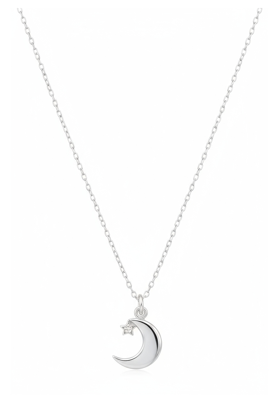 Collier Lune avec Étoile en Argent Sterling avec Zircone Cubique  Export to Sheets
