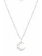 Textured Crescent Moon Sterling Silver Necklace
