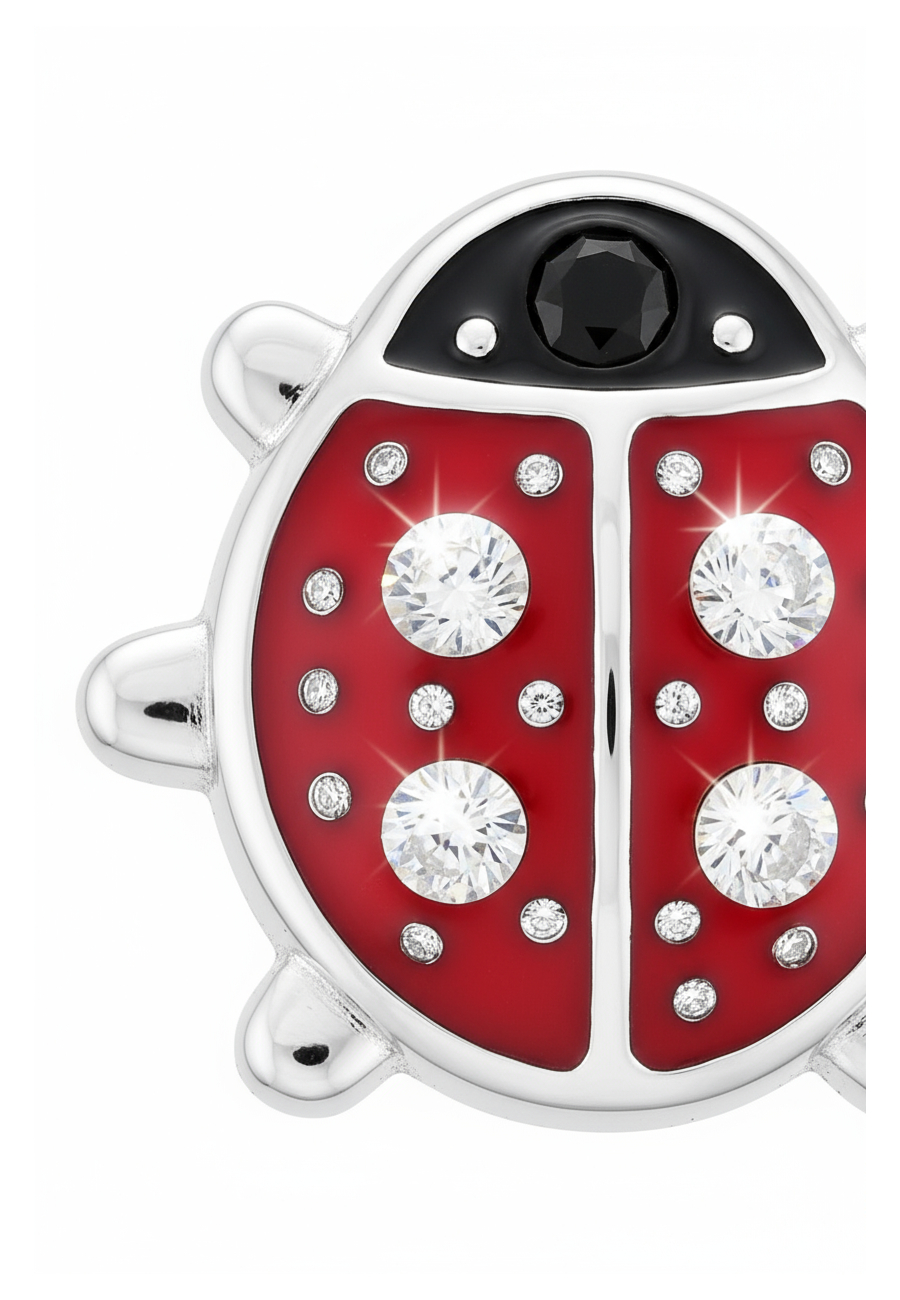 Puces d'Oreilles Coccinelle pour Enfants en Argent Sterling avec Cristal et Émail (or Résine Époxy)