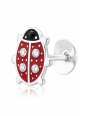 Ladybug Children's Sterling Silver Ear Studs with Crystal and Epoxy