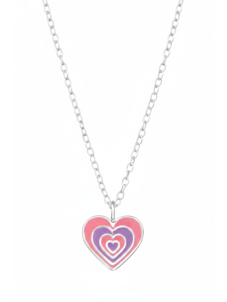 Collier Cœurs pour Enfants en Argent Sterling avec Émail (or Résine Époxy)