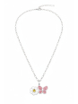 Daisy Flower with Butterfly Children's Sterling Silver Necklace with Crystal and Epoxy