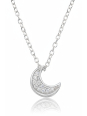7mm Moon Sterling Silver 45cm Necklace with 10x Cubic Zirconia