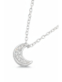 7mm Moon Sterling Silver 45cm Necklace with 10x Cubic Zirconia