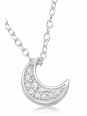 7mm Moon Sterling Silver 45cm Necklace with 10x Cubic Zirconia
