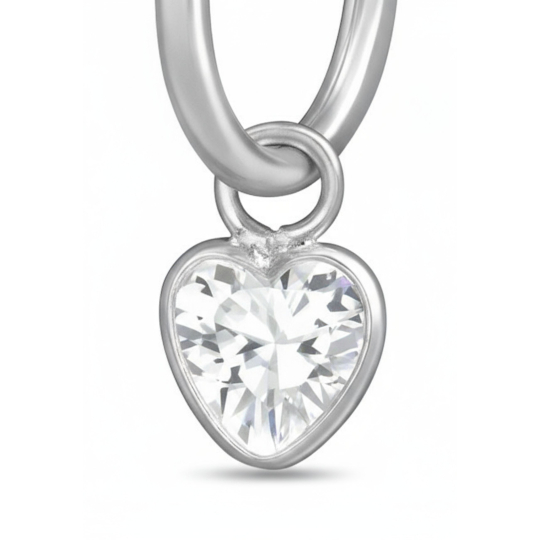 Créoles en Argent avec Cœur Suspendu et Oxyde de Zirconium