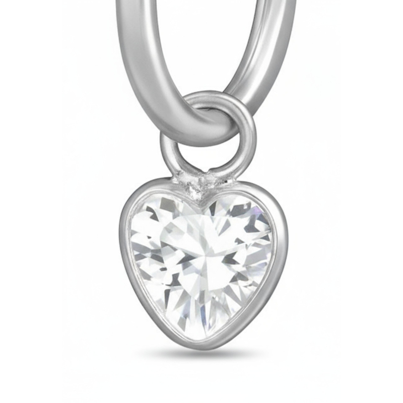Créoles en Argent avec Cœur Suspendu et Oxyde de Zirconium