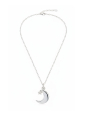 Moon with Star Sterling Silver Necklace with Cubic Zirconia
