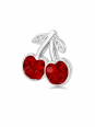 Premium Children's Silver Cherry Ear Studs with Crystal