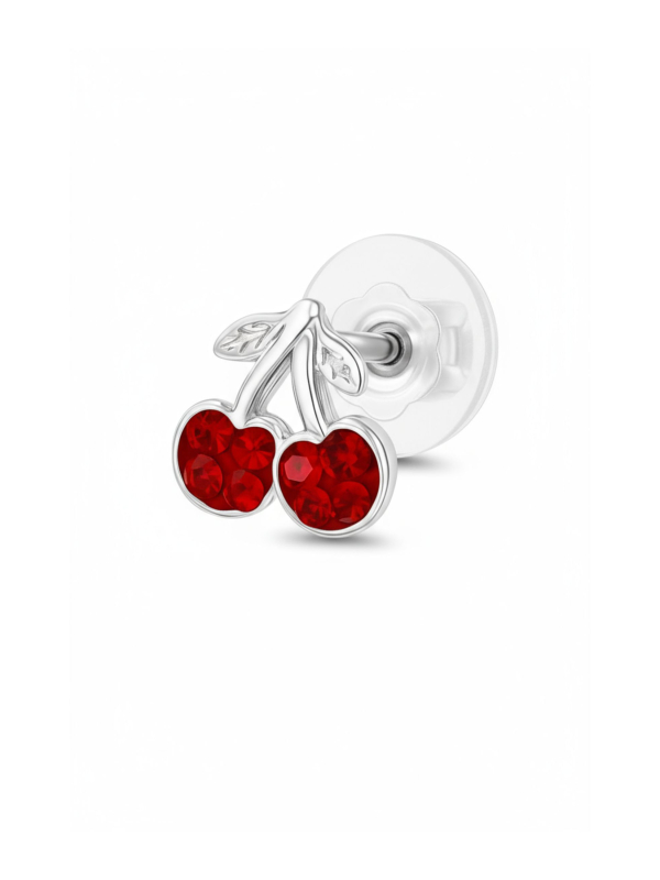 Puces d'Oreilles Cerises en Argent Premium pour Enfants avec Cristal  Export to Sheets