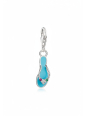 Silver Charm Pendant: Turquoise Flip Flop with Colorful Stones