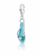 Silver Charm Pendant: Turquoise Flip Flop with Colorful Stones