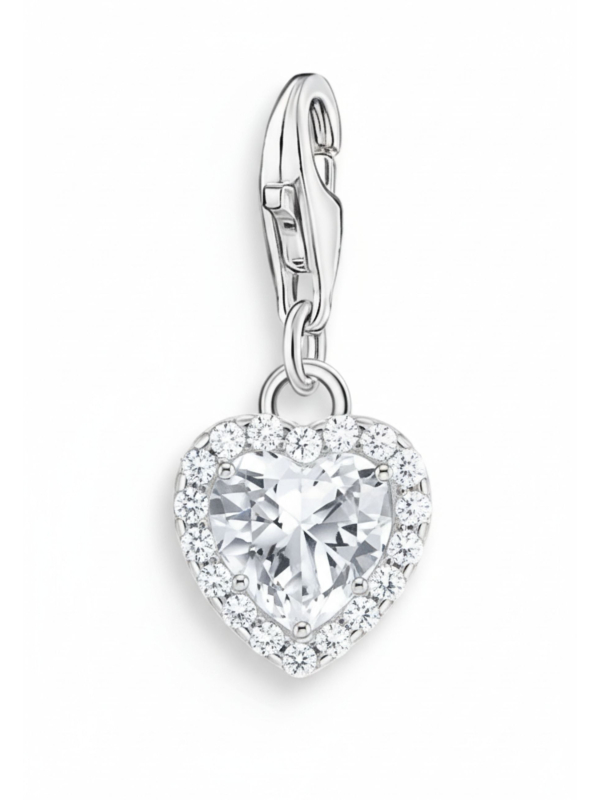 Pendentif Charme Cœur Blanc en Argent