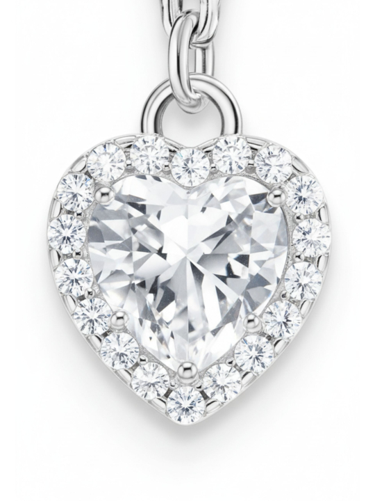 Pendentif Charme Cœur Blanc en Argent
