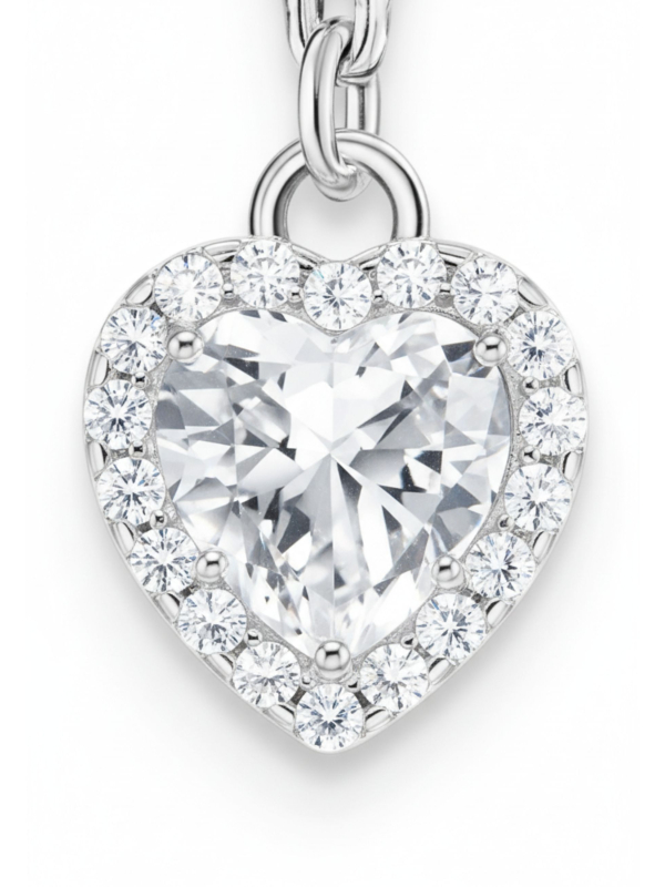 Silver White Heart Charm Pendant