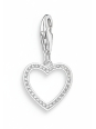 Silver Heart Charm Pendant with White Stones