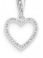 Silver Heart Charm Pendant with White Stones