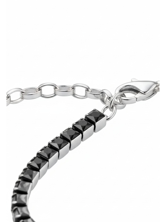 Pulsera de Tenis de Plata con Zirconia Negra