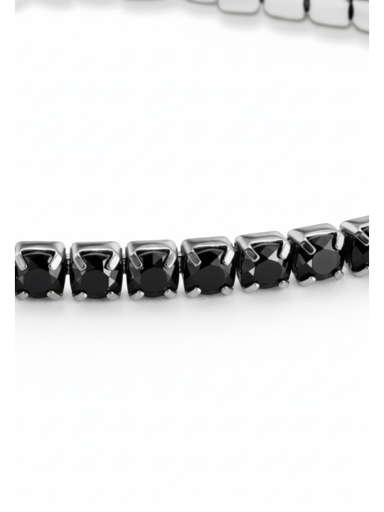 Silver Tennis Bracelet with Black Zirconia