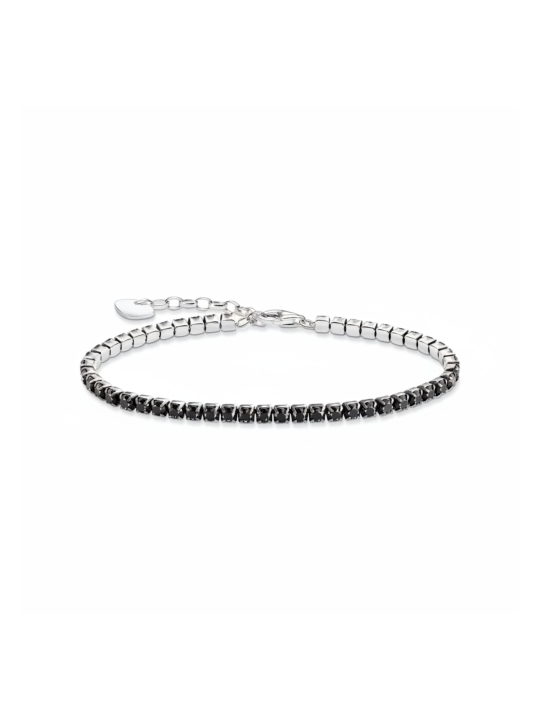 Silver Tennis Bracelet with Black Zirconia
