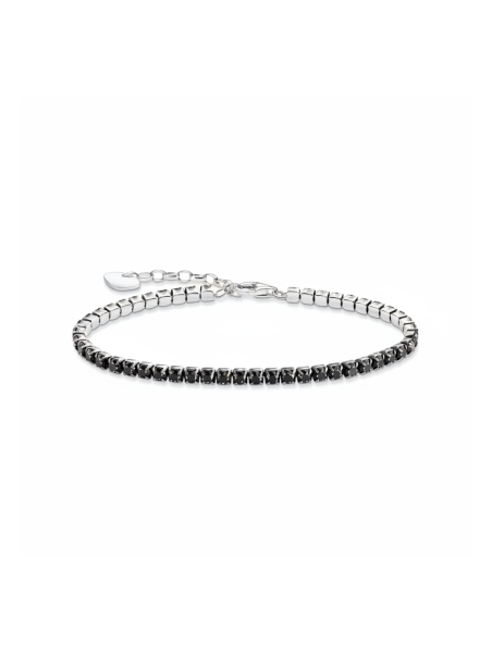 Silver Tennis Bracelet with Black Zirconia