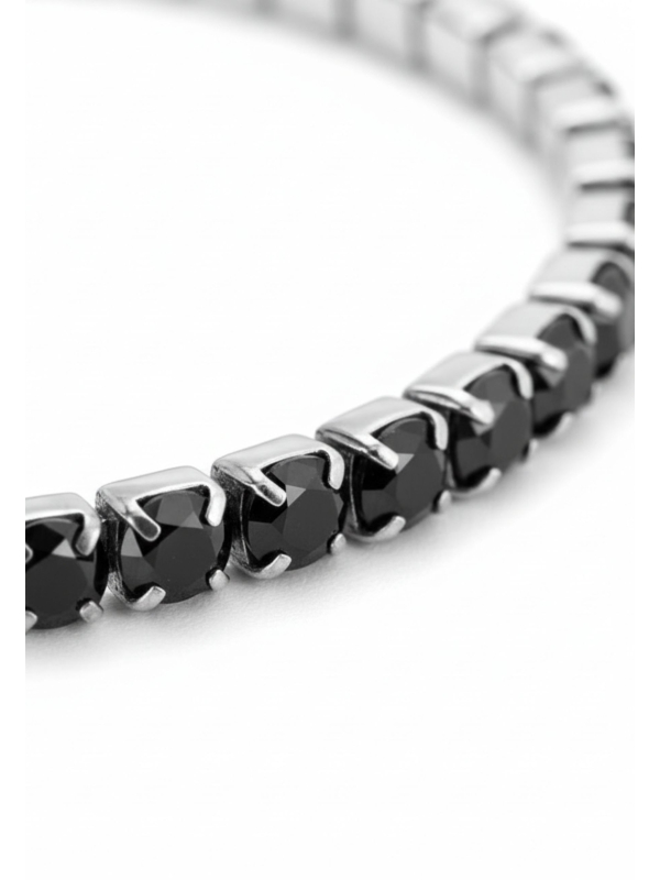 Bracelet Tennis en Argent avec Zircone Noire