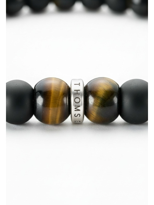 Pulsera con cuentas de Obsidiana y Ojo de Tigre (9 mm)