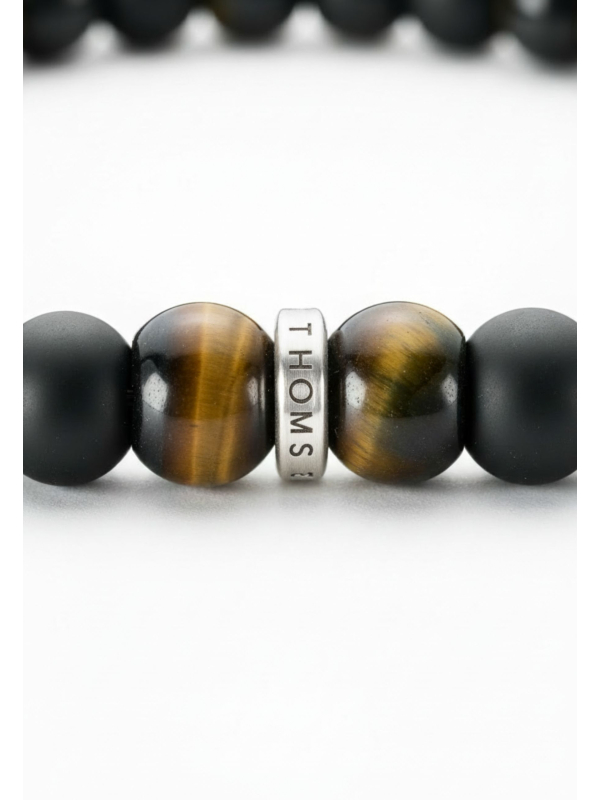 Armband mit Obsidian- und Tigerauge-Perlen (9 mm)