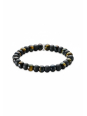 Bracelet with Obsidian and Tiger's Eye beads (9 mm)
