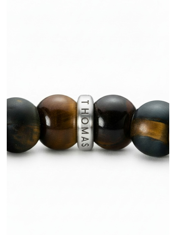 Bracelet avec perles d'Œil de Tigre brun-doré et bleu-doré (9 mm)