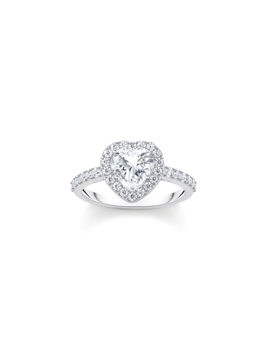Ring Weiß Halo Herzförmig Zirkonia Silber