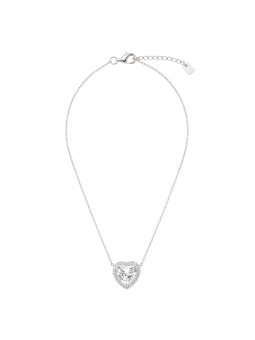 Necklace Heart Shaped Halo Pendant Silver