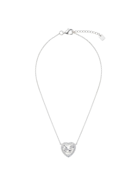 Necklace Heart Shaped Halo Pendant Silver