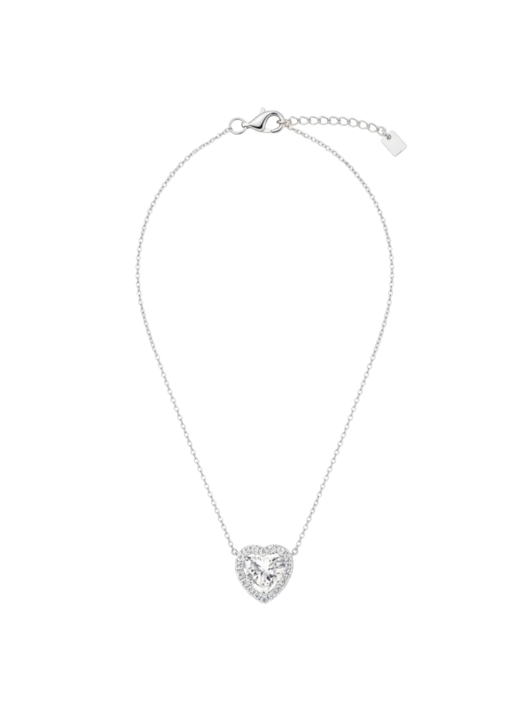 Collier Pendentif Halo en forme de coeur Argent