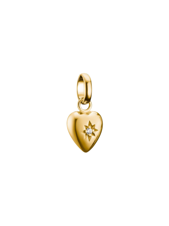 Pendentif Charm Cœur Avec Étoile Connect Plaqué Or