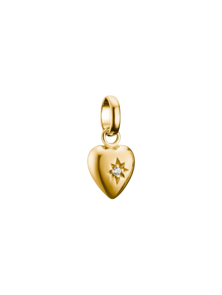 Pendentif Charm Cœur Avec Étoile Connect Plaqué Or