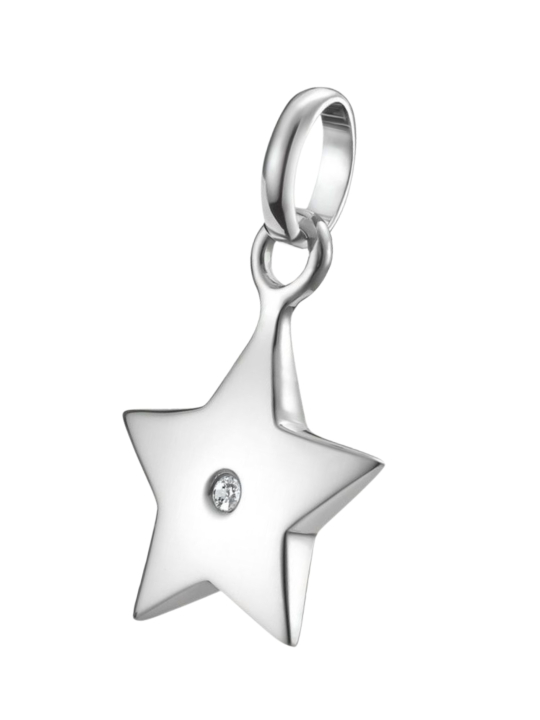 Charm Pendant Star With White Stone Connect Silver
