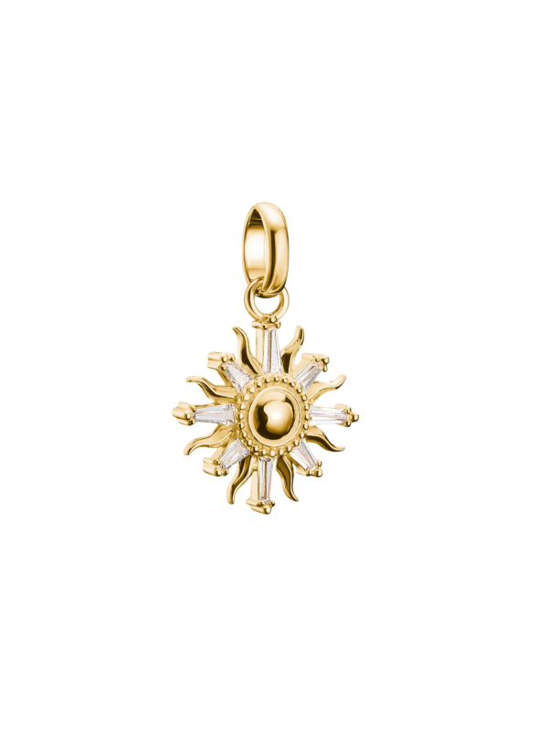 Charm pendant sun with stones Connect gold-plated