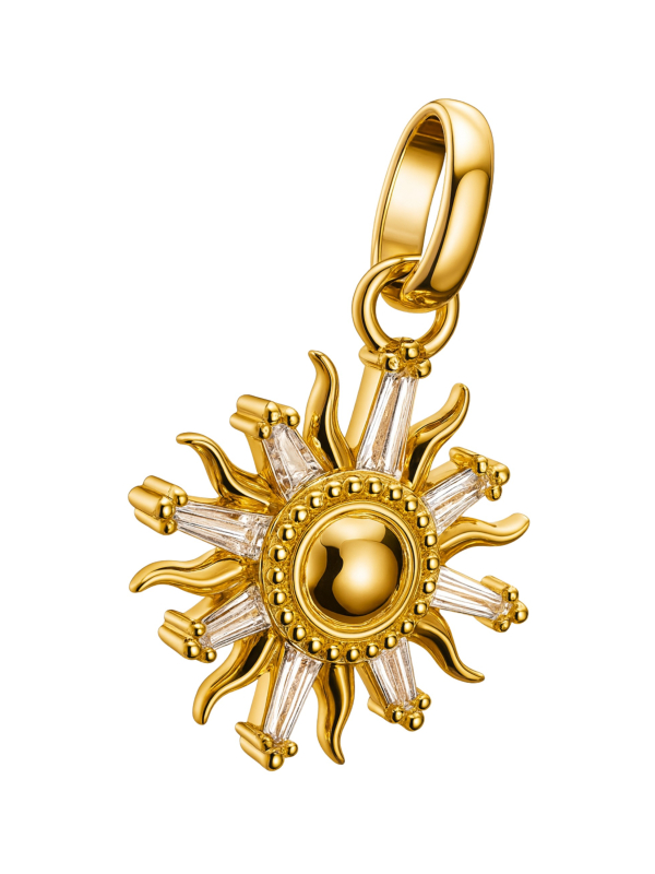 Charm pendant sun with stones Connect gold-plated