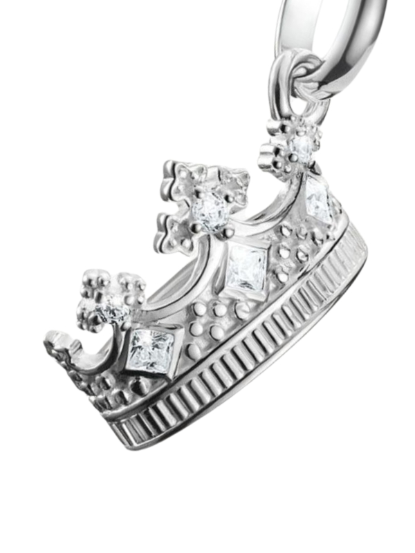 Pendentif Charm Couronne Avec Pierres Connect Argent