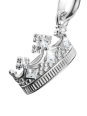 Colgante Charm Corona Con Piedras Conector Plata