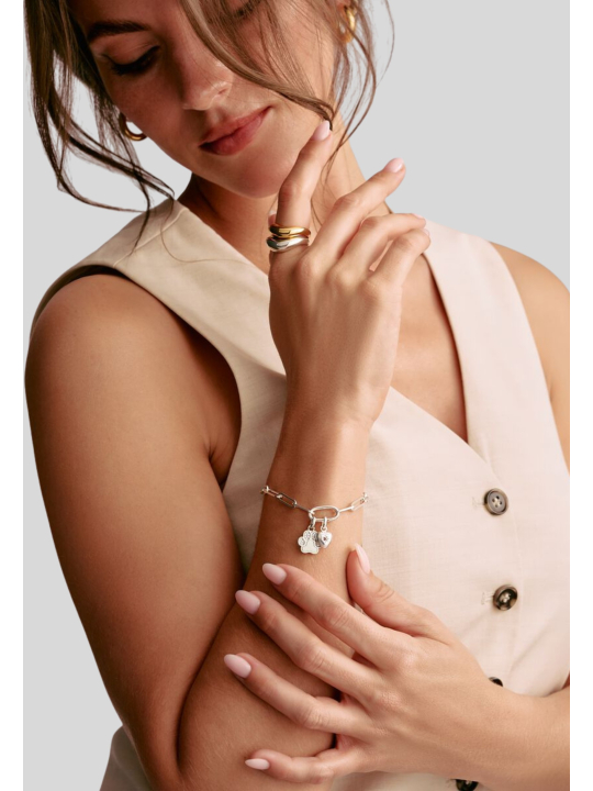 Colgante Huella con Piedras Connect en Plata