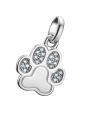 Charm Pendant Paw with Stones Connect Silver