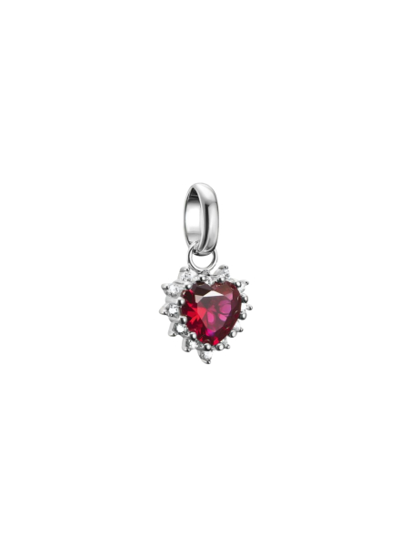 Charm Pendant True Romance Red Heart Connect Silver