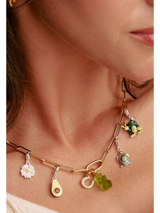 Colgante Encanto Herradura Con Piedras Connect Chapado En Oro