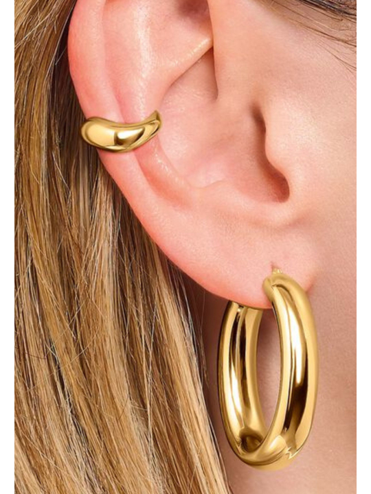 Gold-Plated Big Chunky Hoop Earrings